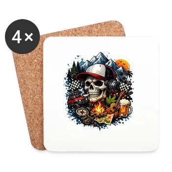 Skull Adventurer Camping Rock - Coasters (set of 4) - white - Front