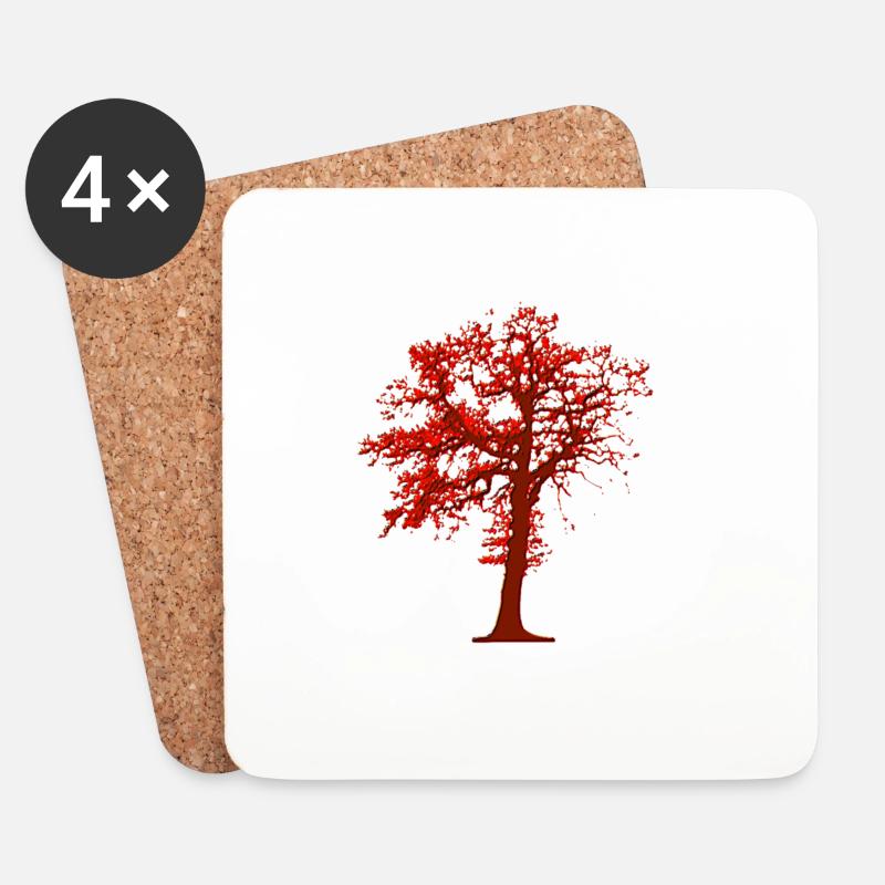  Tree Illustration - Coasters (set of 4) - white