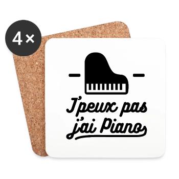 J'peux pas j'ai piano - Dessous de verre (lot de 4) - blanc - Devant