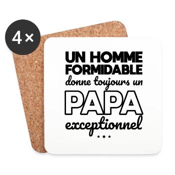 Un homme formidable donne un papa exceptionnel - Dessous de verre (lot de 4) - blanc - Devant