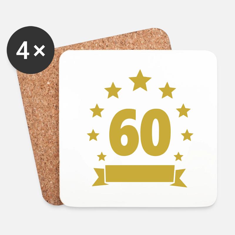 60. Geburtstag 60 Jahre Jubiläum Sterne - Untersetzer (4er-Set) - Weiß