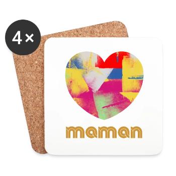 Maman - cadeau fête des mères - Dessous de verre (lot de 4) - blanc - Devant