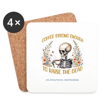 Starkes Kaffee-T-Shirt-Design - Untersetzer (4er-Set) - Weiß - Vorne