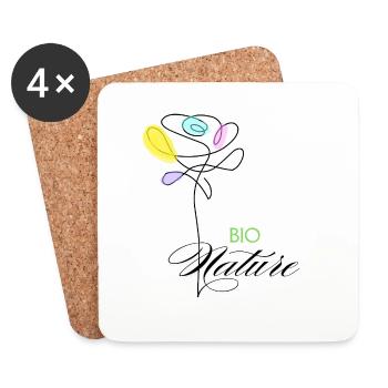 Fleurs colorées Bio Nature - Dessous de verre (lot de 4) - blanc - Devant