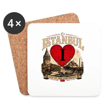 Istanbul Heart Love : Deux Continents - Dessous de verre (lot de 4) - blanc - Devant