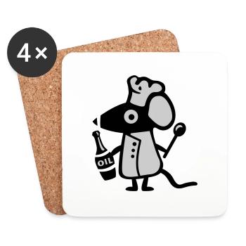Mouse Koch - rat - Coasters (set of 4) - white - Front