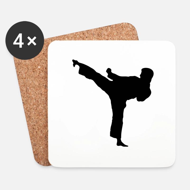 Highkick nach links - Untersetzer (4er-Set) - Weiß