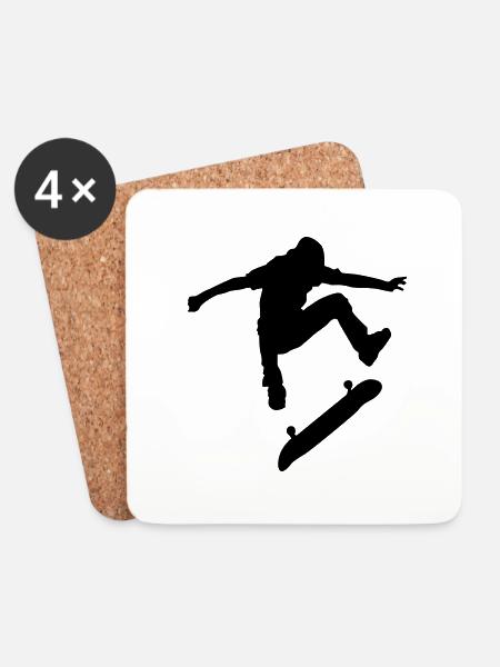 Skateboard - Untersetzer (4er-Set) - Weiß