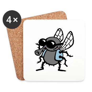 cool_fly_3c_white - Coasters (set of 4) - white - Front