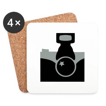 Appareil photo - Dessous de verre (lot de 4) - blanc - Devant