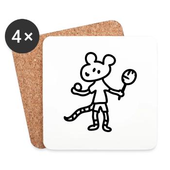 Tennis Mouse - Line - Coasters (set of 4) - white - Front