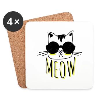Cool Cat - Coasters (set of 4) - white - Front