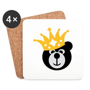 BÄR mit KRONE - Untersetzer (4er-Set) - Weiß - Vorne