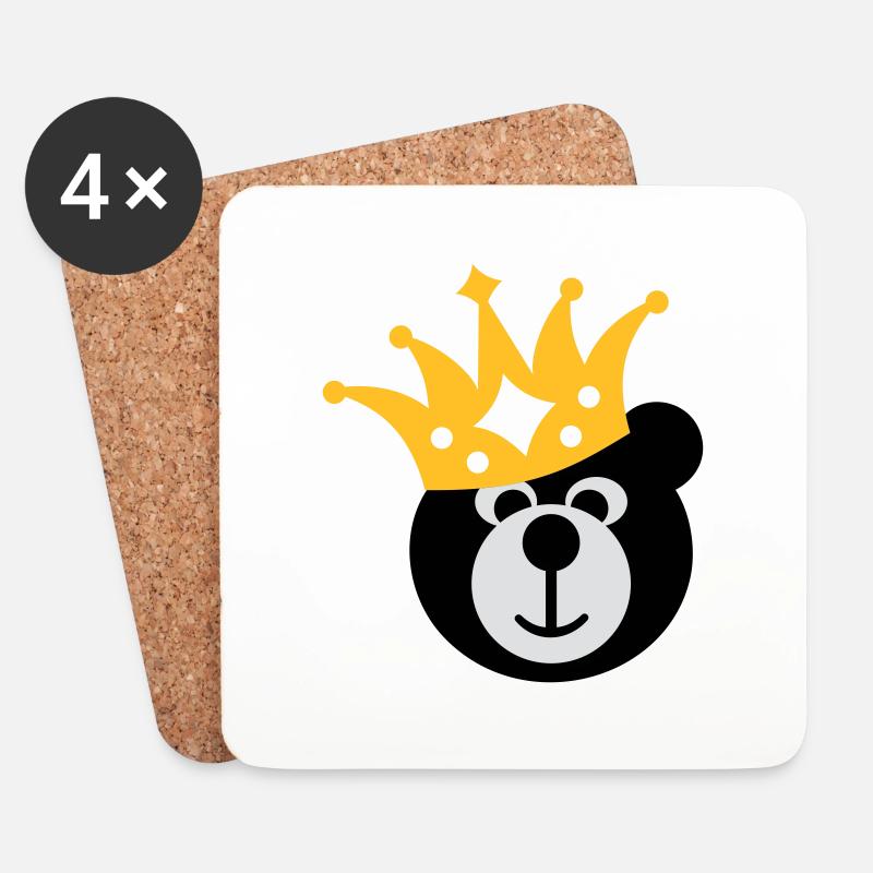 BÄR mit KRONE - Untersetzer (4er-Set) - Weiß