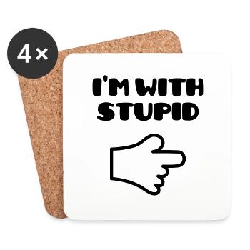 I'm with stupid :) (V) - Coasters (set of 4) - white - Front