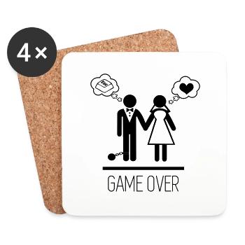 Game over - Junggesellenabschied Junggesellinnenab - Untersetzer (4er-Set) - Weiß - Vorne