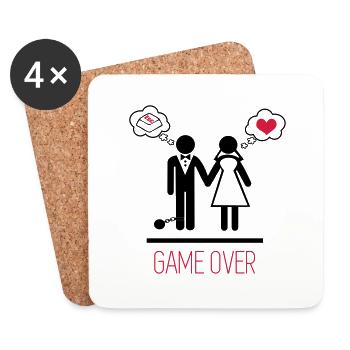 Game over - Junggesellenabschied,Junggesellinnenab - Untersetzer (4er-Set) - Weiß - Vorne