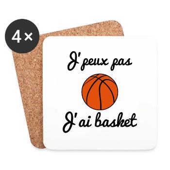 j'peux pas j'ai basket - Basketball - basket-ball - Dessous de verre (lot de 4) - blanc - Devant