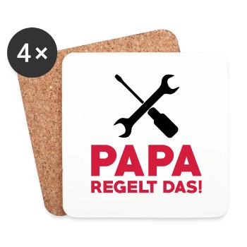 Papa regelt das - Untersetzer (4er-Set) - Weiß - Vorne