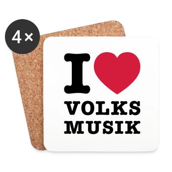 J'aime Folk Music 2 - Dessous de verre (lot de 4) - blanc - Devant