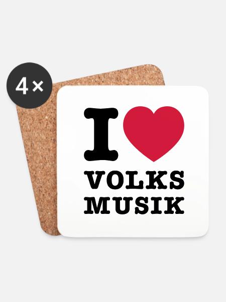 I Love Volksmusik 2 - Untersetzer (4er-Set) - Weiß
