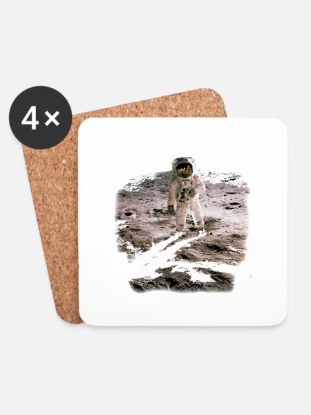 Mann im Mond - Untersetzer (4er-Set) - Weiß