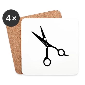 Frisör-Schere / barber scissors (1c) - Untersetzer (4er-Set) - Weiß - Vorne