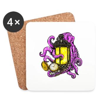 steampunk octopus - Coasters (set of 4) - white - Front