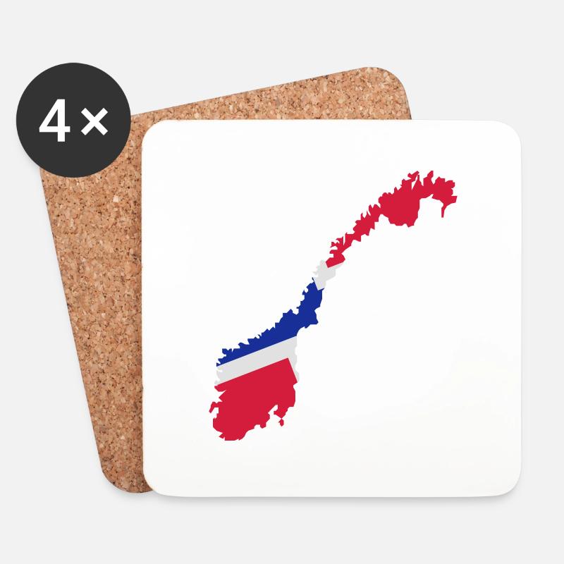 Norwegen - Untersetzer (4er-Set) - Weiß