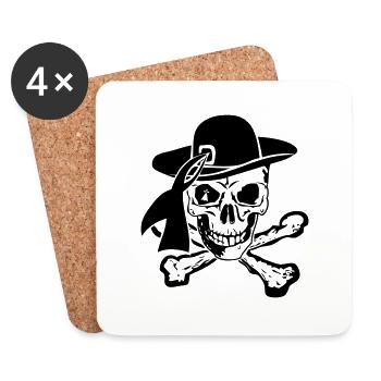 tete de mort os chapeau breton - Dessous de verre (lot de 4) - blanc - Devant