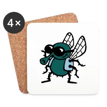 cool_fly_3c_white - Untersetzer (4er-Set) - Weiß - Vorne