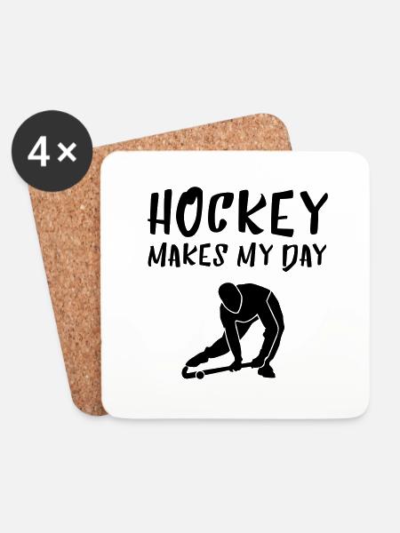 HOCKEY MAKES MY DAY - Untersetzer (4er-Set) - Weiß