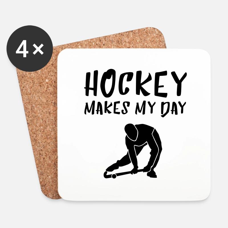 HOCKEY MAKES MY DAY - Untersetzer (4er-Set) - Weiß