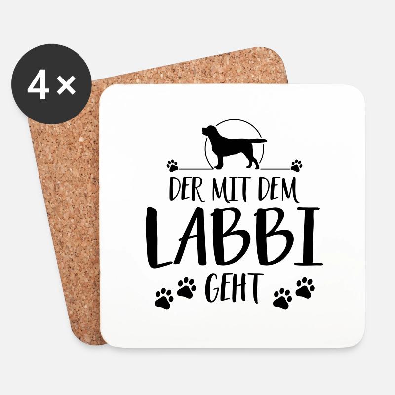 DER MIT DEM LABBI GEHT Labrador Spruch Wilsigns - Untersetzer (4er-Set) - Weiß