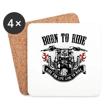 Born to ride - Dessous de verre (lot de 4) - blanc - Devant
