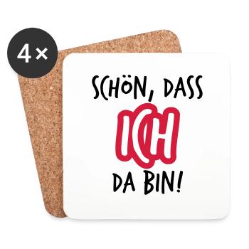 Schön dass ich da bin Geschenk - Untersetzer (4er-Set) - Weiß - Vorne