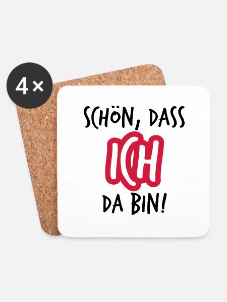 Schön dass ich da bin Geschenk - Untersetzer (4er-Set) - Weiß