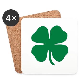 trèfle chance trèfle à quatre feuilles chance clover54 - Dessous de verre (lot de 4) - blanc - Devant