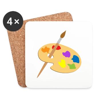 maler painter pinsel paint farbe artist color colo - Untersetzer (4er-Set) - Weiß - Vorne