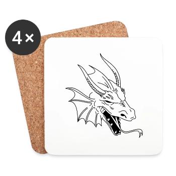 chinese dragon tribal - Dessous de verre (lot de 4) - blanc - Devant