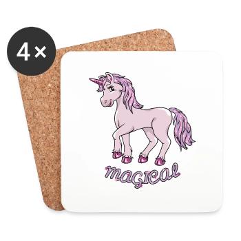 Nettes lächelndes Einhorn - Untersetzer (4er-Set) - Weiß - Vorne