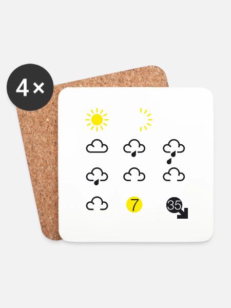 Wettervorhersage-Symbole - Untersetzer (4er-Set) - Weiß