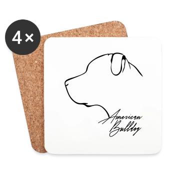 AMERICAN BULLDOG Profile WILSIGNS - Coasters (set of 4) - white - Front
