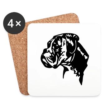 chien boxer - Dessous de verre (lot de 4) - blanc - Devant