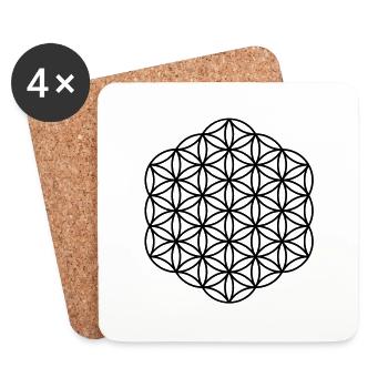 Fleur de la vie - Hexagon - Dessous de verre (lot de 4) - blanc - Devant