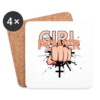Girl Power Poing - Dessous de verre (lot de 4) - blanc - Devant