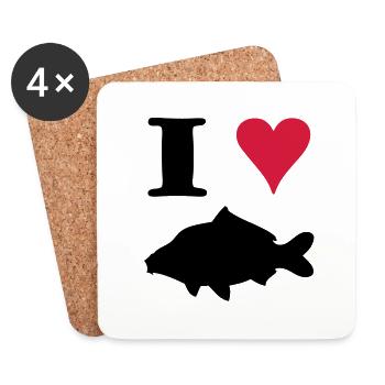 I Love Carp ! - Dessous de verre (lot de 4) - blanc - Devant