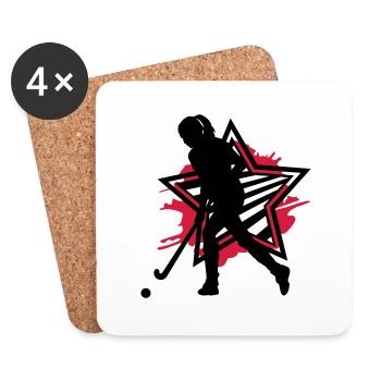 Hockey fille - Dessous de verre (lot de 4) - blanc - Devant