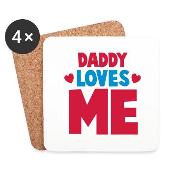 PAPA m'aime! avec mignons petits coeurs d'amour - Dessous de verre (lot de 4) - blanc - Devant