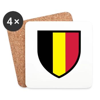 blason, écusson, drapeau belgique - belgie (T) - Dessous de verre (lot de 4) - blanc - Devant